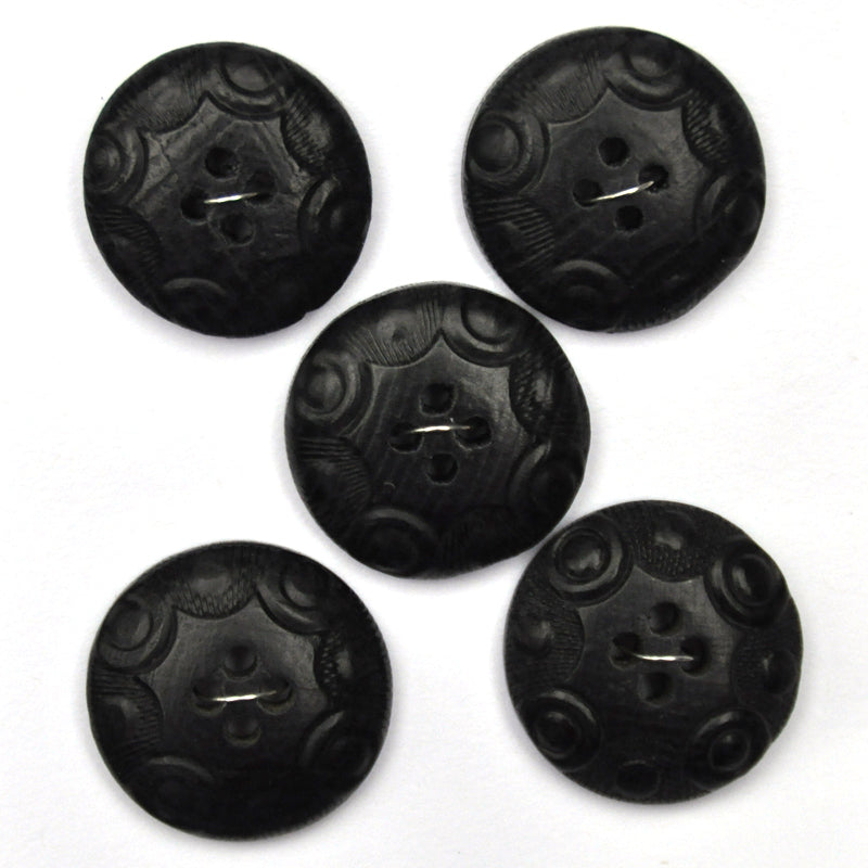 Black Buttons with Embossed Pattern - Set of 5 – Edgewood Garden